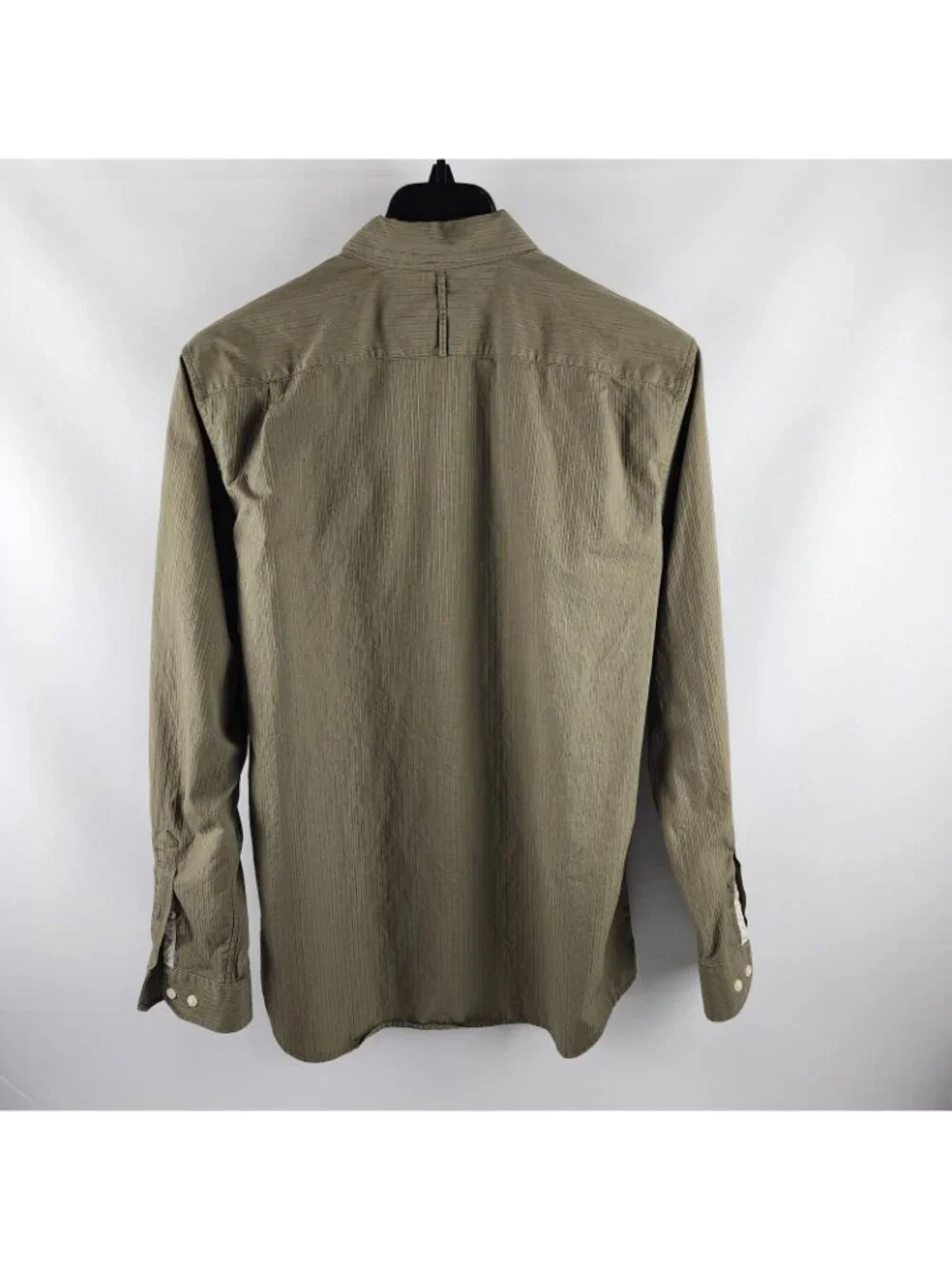 Banana Republic Mens Dress Shirt Large Green L/S Classic Subtle Stripes Textured
